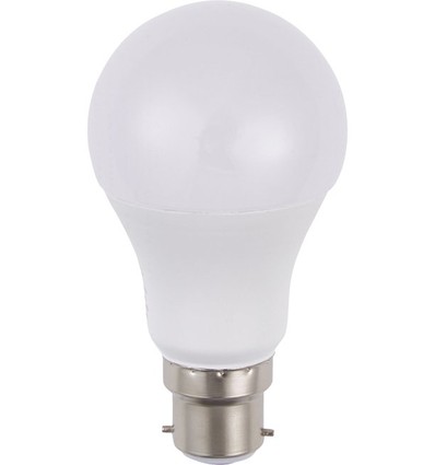 Ampoule LED BA22d 5,5W, 12-60V - A60, 600lm, verre opale, 3000K