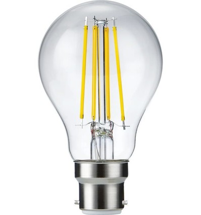 Ampoule LED B22d 8W dimmable - A60, filament, verre clair, 2700K