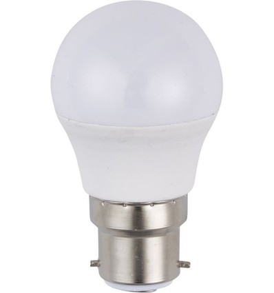 Ampoule LED B22d 3W, 12-60V - G45, verre opale, 3000K