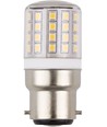 Tube LED BA22d 4,5W, 24-30V - 5,8cm, 550lm, 3000K, verre clair, AC/DC