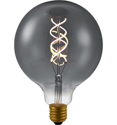 Ampoule LED E27 5W dimmable - G125, filament Double Helix, verre fumé, 2200K