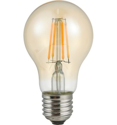 Ampoule LED E27 4W à filament avec capteur crépusculaire - A60, 430lm, 2500K, verre doré