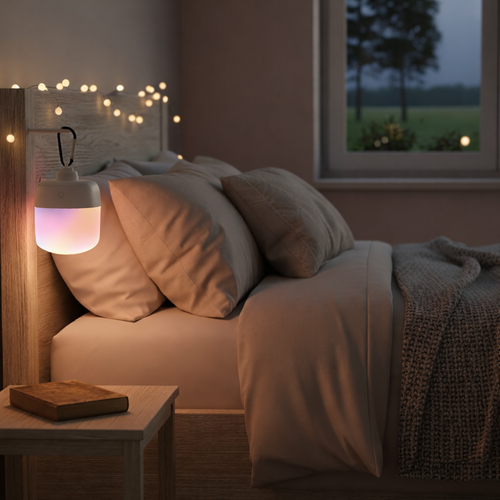 Lampe LED rechargeable RGBW - Magnétique & USB-C, avec télécommande & mousqueton