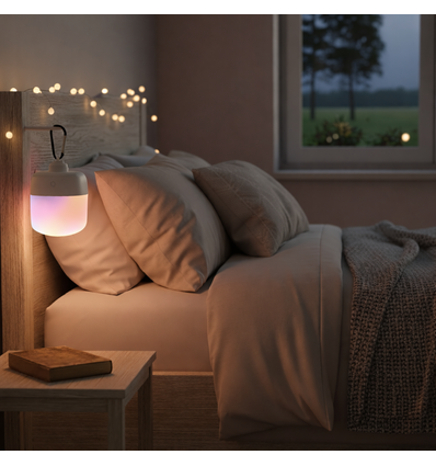 Lampe LED rechargeable RGBW - Magnétique & USB-C, avec télécommande & mousqueton