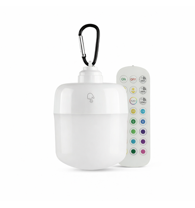 Lampe LED rechargeable RGBW - Magnétique & USB-C, avec télécommande & mousqueton