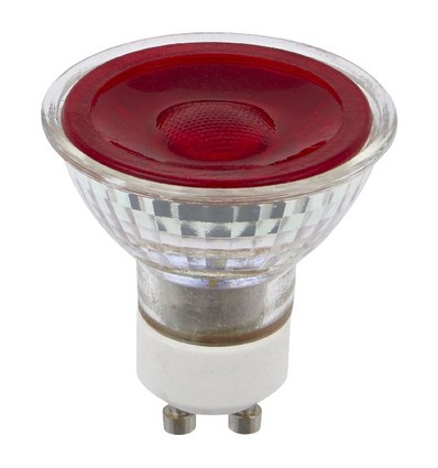 Ampoule LED GU10 5W dimmable - Rouge, 38°, verre, 230V