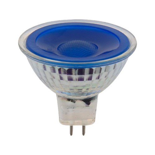 Ampoule LED GU5.3 5W, 12V - MR16, Bleu, 38 degrés, verre