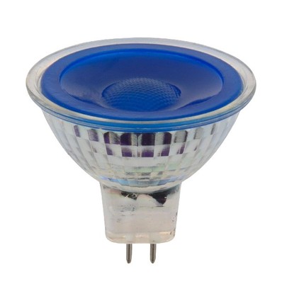 Ampoule LED GU5.3 5W, 12V - MR16, Bleu, 38 degrés, verre