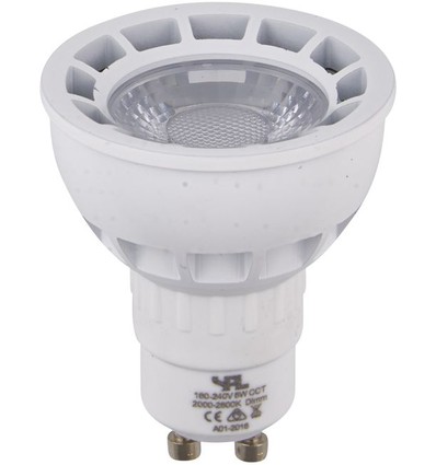 Ampoule LED GU10 5,5W DimToWarm - 2000-2800K, 40°, dimmable, blanc/nickel