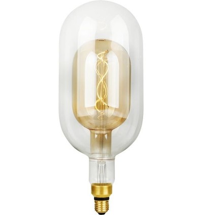 Ampoule LED E27 4,9W dimmable - Filament Flex Double Tube, 38,5cm, 470lm, 2200K, Verre doré