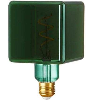 Ampoule LED E27 4W dimmable - Ice Cube C95, Vert Métallique, Filament Flex, 2700K