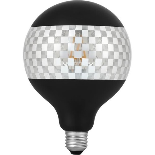Ampoule LED globe E27 4W dimmable - G125, Laser Blox, 120lm, 2500K, noir/argent