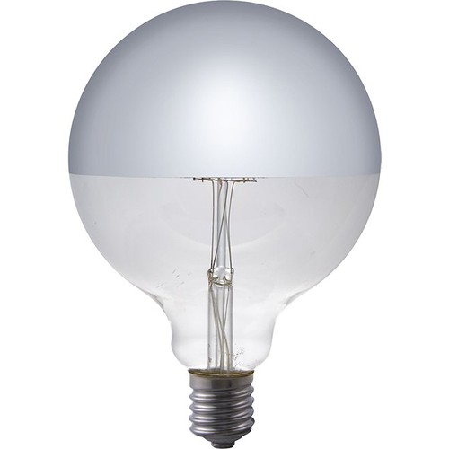 Ampoule LED E27 6,5W dimmable G125, calotte argentée, filament, 2500K, finition argent
