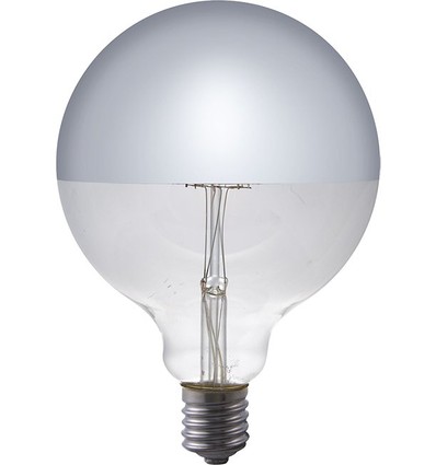 Ampoule LED E27 6,5W dimmable G125, calotte argentée, filament, 2500K, finition argent