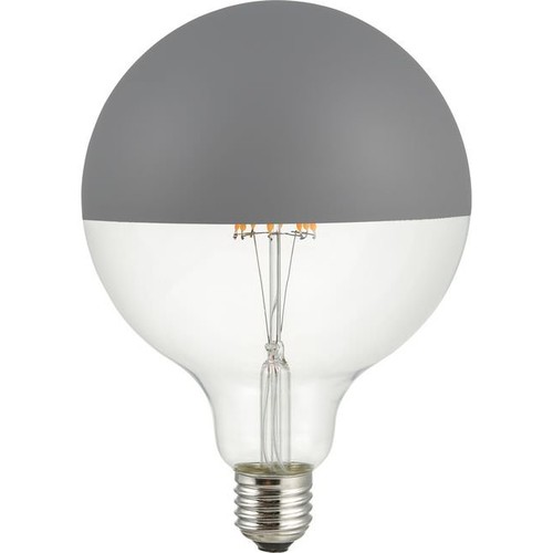 Ampoule LED E27 6,5W dimmable - G125 Globe Calotte Argentée, gris, 2500K, filament