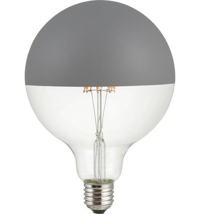 Ampoule LED E27 6,5W dimmable - G125 Globe Calotte Argentée, gris, 2500K, filament