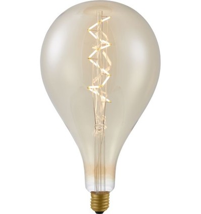 Ampoule LED E27 6W dimmable XXL Filament - A165, spirale, 2200K, verre doré