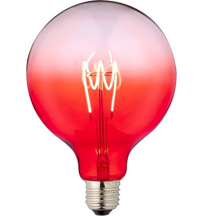 Ampoule LED E27 4W dimmable - G125, rouge, filament flexible, 140lm