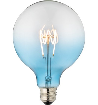 Ampoule LED E27 4W dimmable - G125, Filament Flexible, Bleu, 140lm