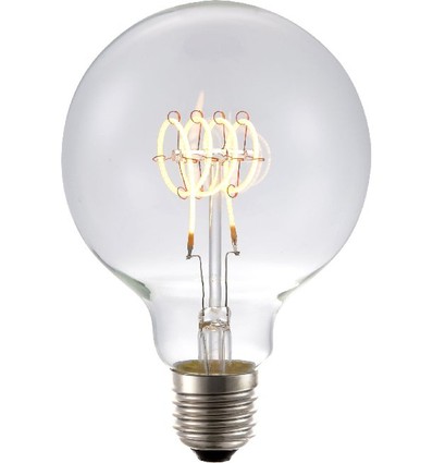 Ampoule LED E27 4,5W dimmable - G95, Filament Flex, 2200K, 190lm, verre clair