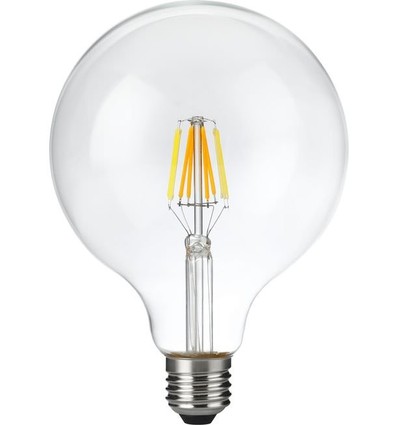 Ampoule LED filament E27 6W dimmable - G125, DimToWarm, 2000K-4500K, 660lm, verre clair