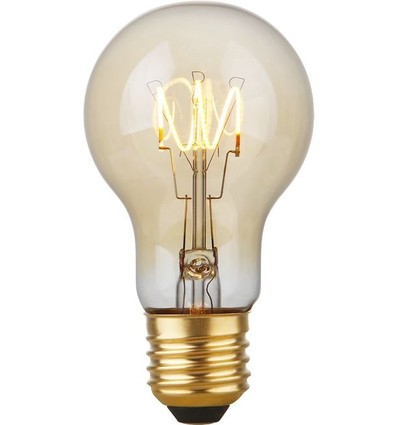 Ampoule LED E27 4,2W dimmable - A60, Filament Flexible, 2200K, verre doré, 470lm
