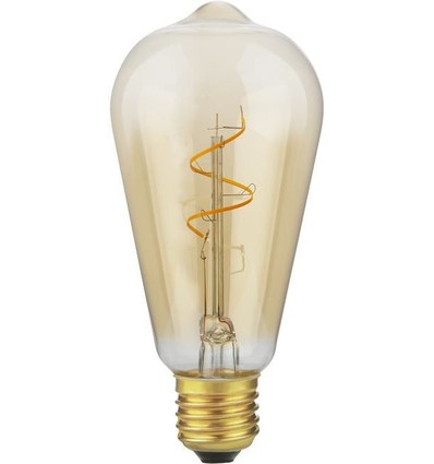Ampoule E27 4,2W Slim Flex Filament Rustika ST64 - 470lm, 2200K, verre doré, dimmable