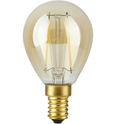 Ampoule LED E14 2,9W dimmable - G45, filament, 2200K, verre doré, 250lm