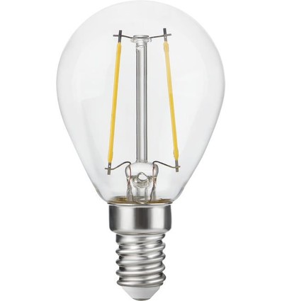 Ampoule LED E14 2,5W dimmable - G45, filament, verre clair, 2700K