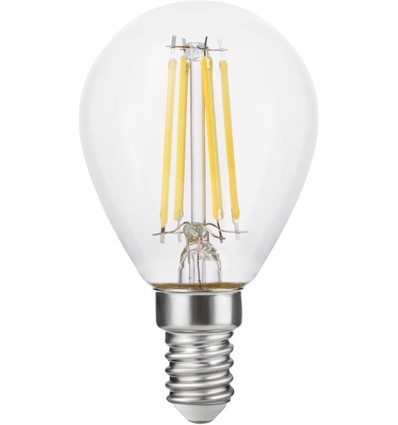 Ampoule LED E14 4,7W dimmable - G45, filament, 470lm, 2500K, verre clair