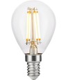 Ampoule LED E14 4,7W dimmable - G45, filament, 470lm, 2500K, verre clair