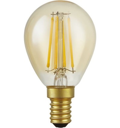 Ampoule LED E14 4,7W dimmable - G45, filament, 2200K, verre doré, 470lm