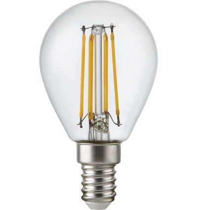 Ampoule LED E14 4,7W dimmable - G45, filament, verre clair, 2700K