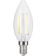 Ampoule LED flamme E14 2,5W dimmable - C35, filament, 2500K, verre clair