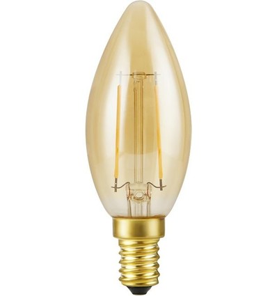 Ampoule LED E14 2,9W dimmable - Filament, 250lm, 2200K, verre doré, flamme C35