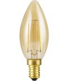 Ampoule LED E14 2,9W dimmable - Filament, 250lm, 2200K, verre doré, flamme C35