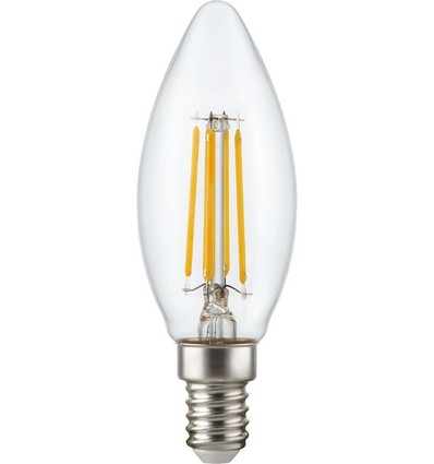 Ampoule LED flamme E14 4,7W dimmable - C35, filament, clair, 2700K