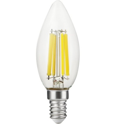 Ampoule LED flamme E14 7W dimmable - Filament, C35, 806lm, 2700K, verre clair