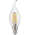 Ampoule LED flamme coupée E14 4,7W dimmable - C35, filament, verre clair, 2700K