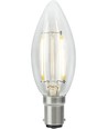 Ampoule LED flamme BA15d 2,5W dimmable - C35, filament, 250lm, 2500K, verre clair