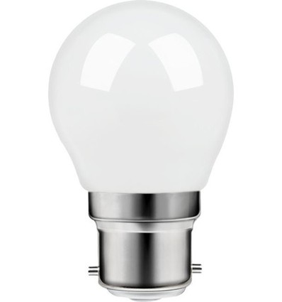 Ampoule LED sphérique B22d 4,7W dimmable - G45, verre opale, 2700K, filament