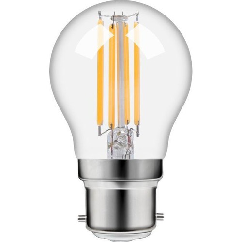 Ampoule LED sphérique B22d 4,7W dimmable - G45, filament, 470lm, 2500K, verre clair