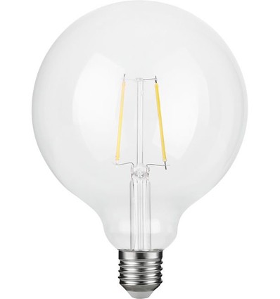 Ampoule filament LED E27 2,5W dimmable - Globe G125, 250lm, 2500K, verre clair