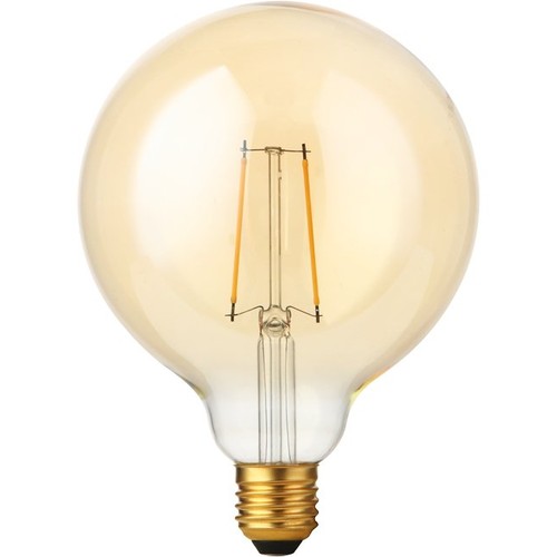 Ampoule LED filament E27 2,9W dimmable - G125, 250lm, 2200K, finition dorée