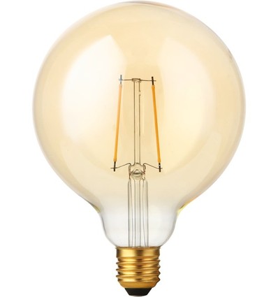 Ampoule LED filament E27 2,9W dimmable - G125, 250lm, 2200K, finition dorée