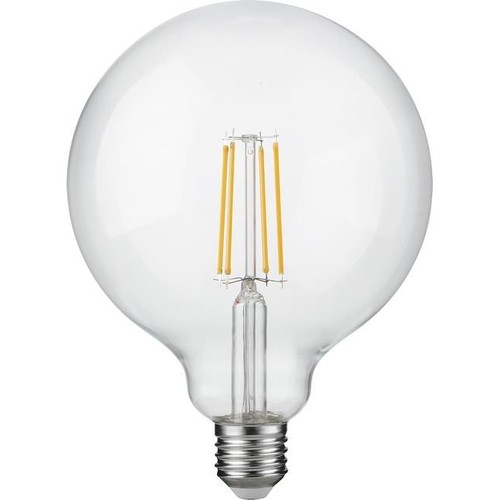 Ampoule LED filament E27 7W dimmable - G125, 806lm, 2500K, verre clair