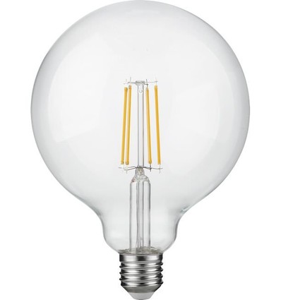 Ampoule LED filament E27 7W dimmable - G125, 806lm, 2500K, verre clair