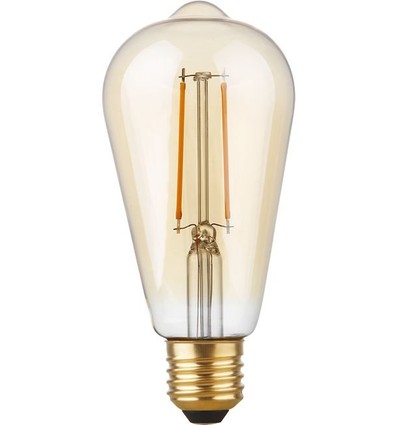 Ampoule LED E27 2,9W Rustika dimmable - ST64, filament, 2200K, verre doré, 250lm