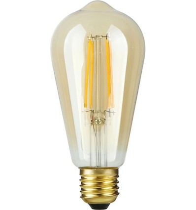Ampoule LED E27 4,7W Rustika dimmable - ST64, filament, verre doré, 2200K, 470lm