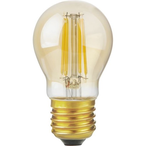 Ampoule LED E27 4,7W dimmable - G45, filament, verre doré, 2200K, 470lm